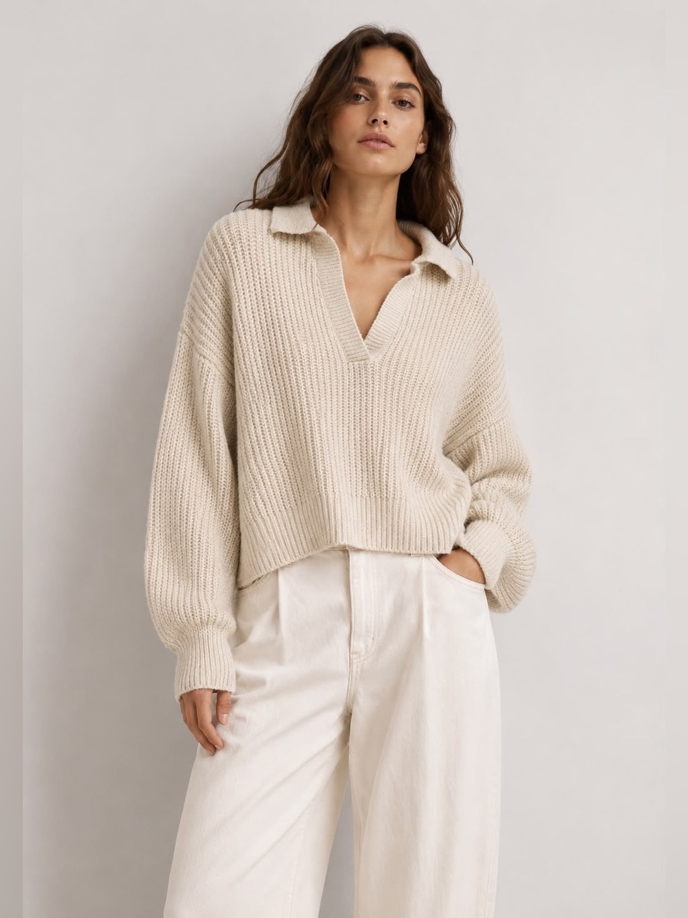 Reitmans Beige Collared Women's Pullover Sweater Size S